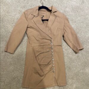Camel Button-Down Women's Coat